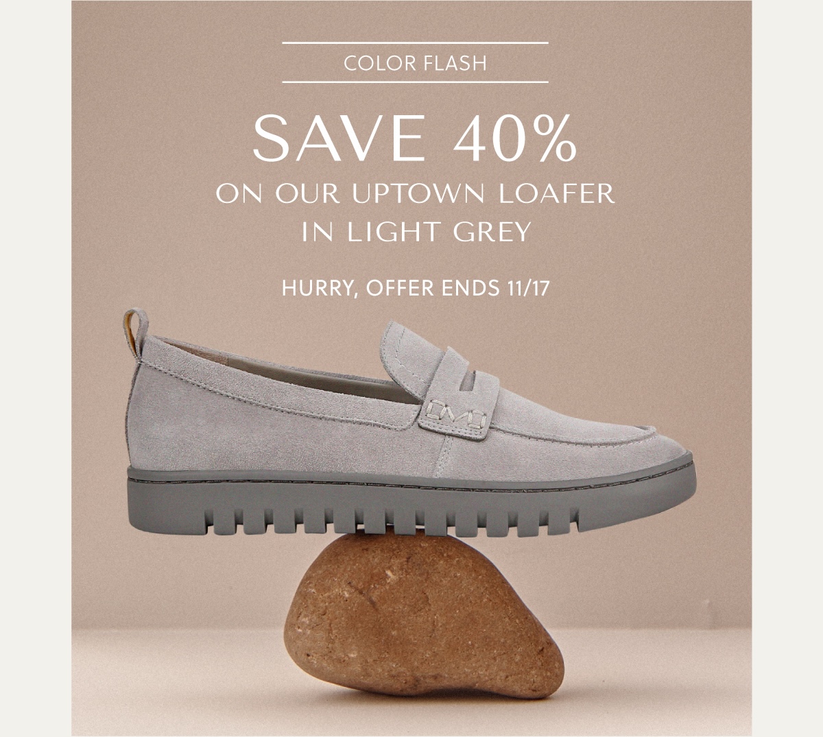 Uptown Loafer Light Grey Suede