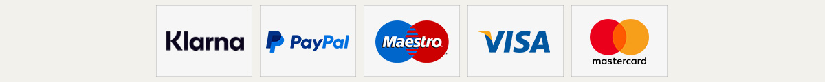 Klarna | PayPal | MAestro | VISA | mastercard
